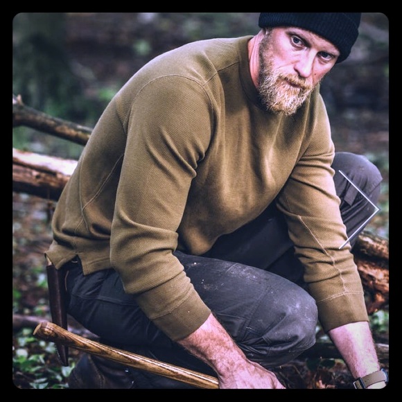 Filson Olive Waffle Knit Thermal Crew 